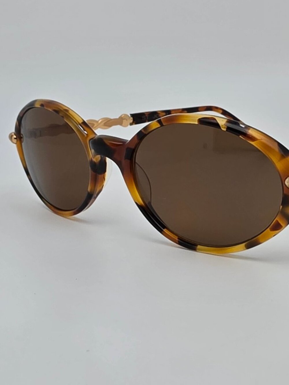 St. John S-011 Honey Tortoise Matte Gold Frame Brown Lens Sunglasses w Flexhinge